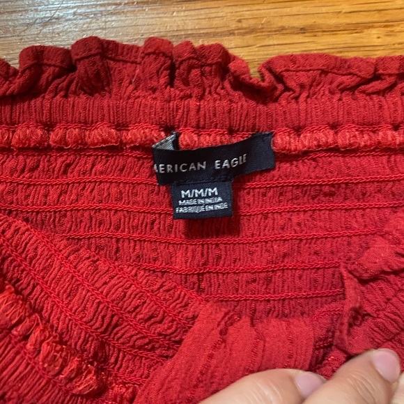 ⚡️AMERICAN EAGLE red smocked lace up tube top⚡️ - Picture 6 of 8